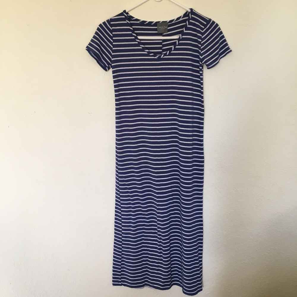 Olivia Rae women's blue and white stripe maxi T-shirt dress. Size XS.